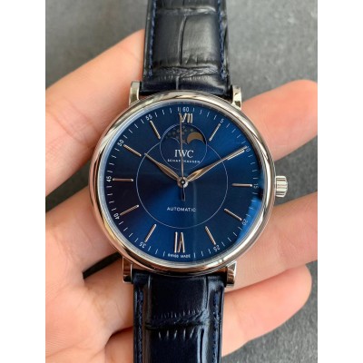 [MKS공장]IWC 포르토피노 IW459402 블루다이얼 실버핸즈 가죽스트랩