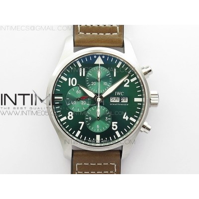 Pilot Chrono Spitfire IW377726 SS ZF 11 Best Edition Green Dial on Brown Leather Strap A7750