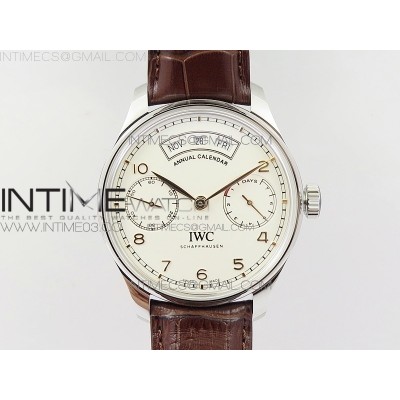 Portuguese Real PR Real Annual Calendar IW503501 ZF 11 Best Edition White Dial on Brown Leather Strap A52850