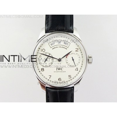 Portuguese Real PR Real Annual Calendar IW5035 ZF 11 Best Edition White Dial Silver Markers on Black Leather Strap A52850